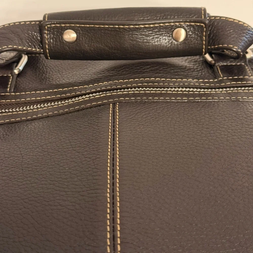 Levenger Dark Brown Leather Duffel Weekender Travel Carry On Fits 16” Laptop